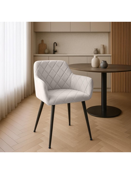 Set van 2 eetkamerstoelen Monett fluweel B, grijs Set van 2 eetkamerstoelen Monett fluweel B, grijs