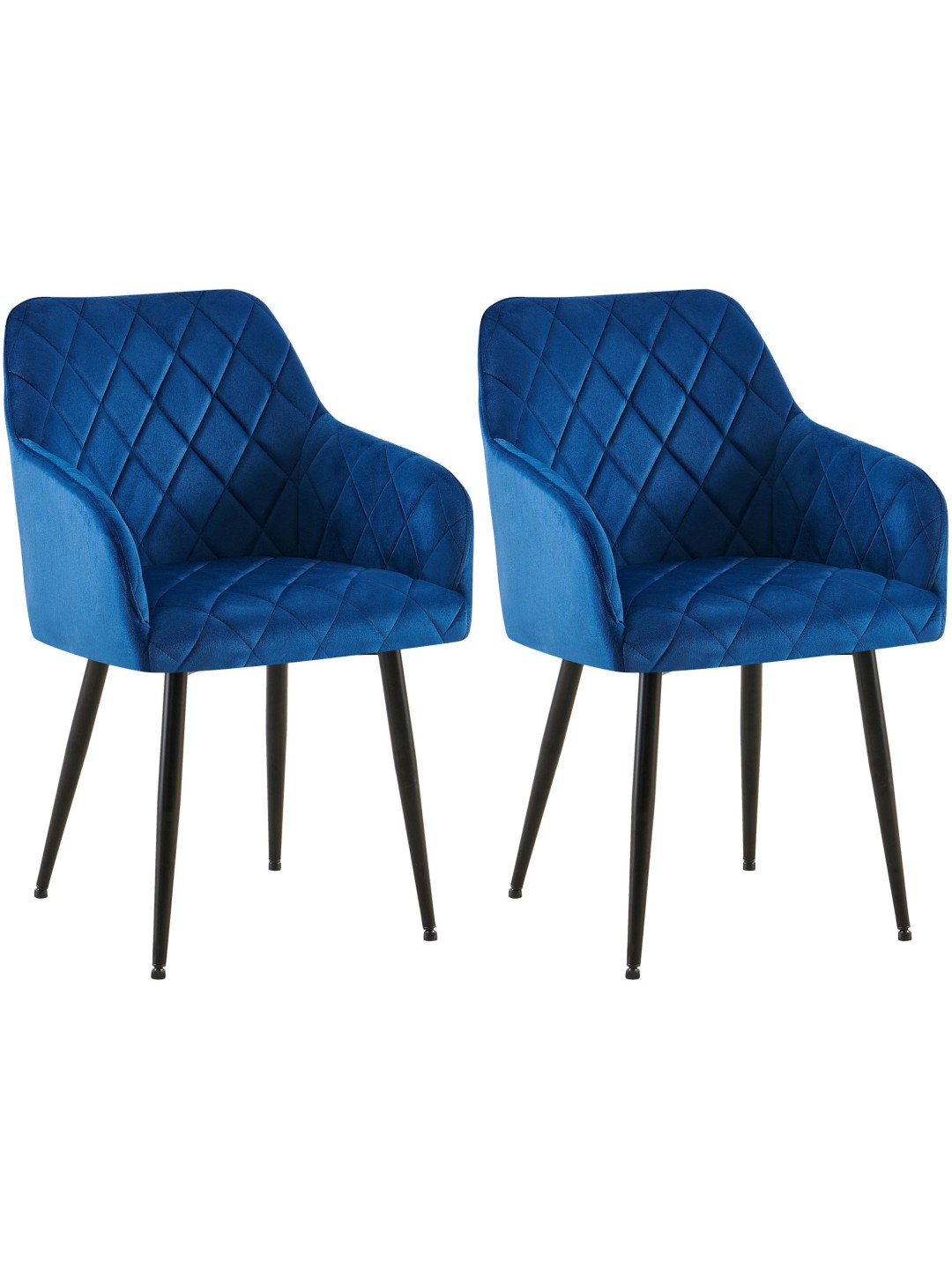 Set van 2 eetkamerstoelen Monett fluweel B, donkerblauw