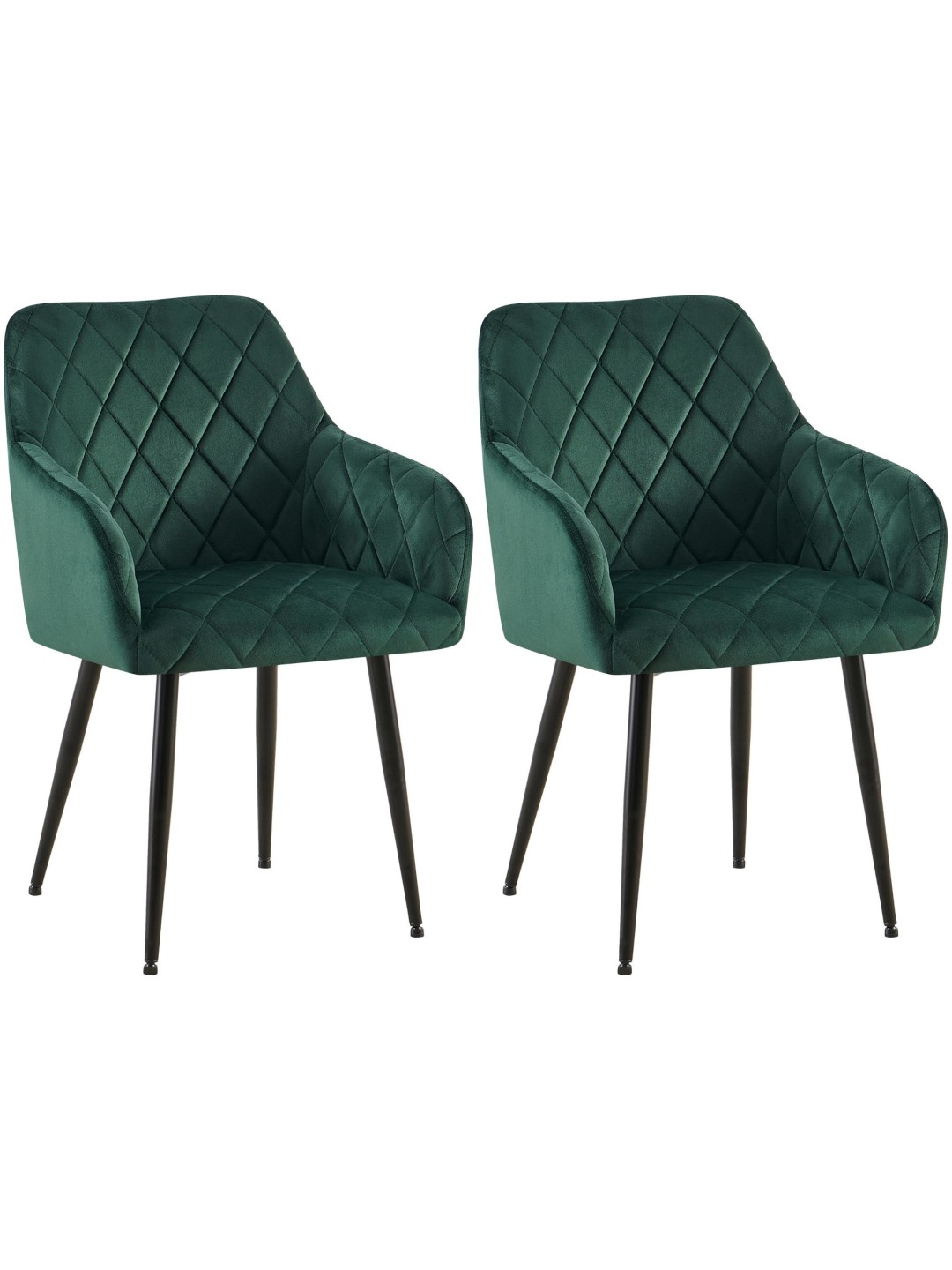 Set van 2 eetkamerstoelen Monett fluweel B, groen