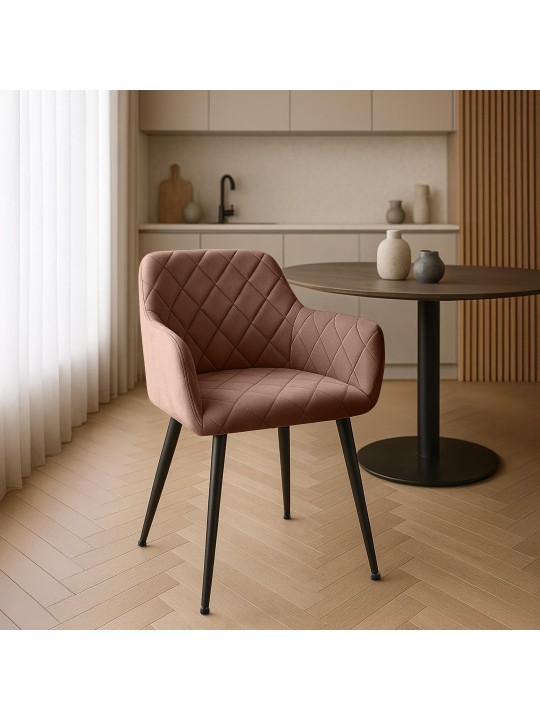 Set van 2 eetkamerstoelen Monett fluweel B, bruin