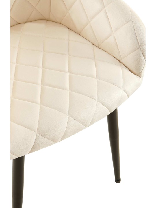 Set van 2 eetkamerstoelen Monett fluweel B, crème