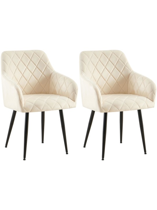Set van 2 eetkamerstoelen Monett fluweel B, crème