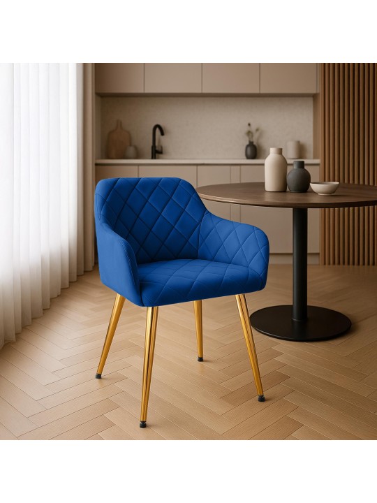 Set van 2 eetkamerstoelen Monett fluweel G, donkerblauw Set van 2 eetkamerstoelen Monett fluweel G, donkerblauw
