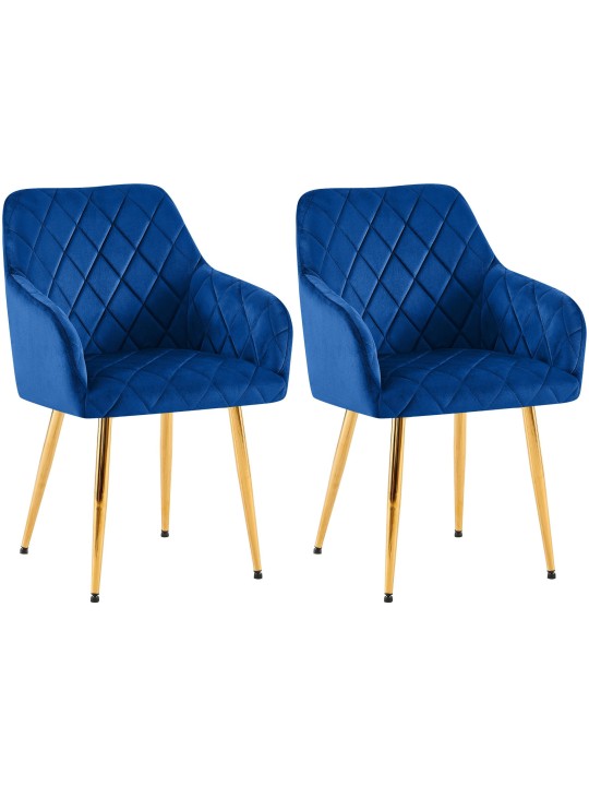 Set van 2 eetkamerstoelen Monett fluweel G, donkerblauw Set van 2 eetkamerstoelen Monett fluweel G, donkerblauw