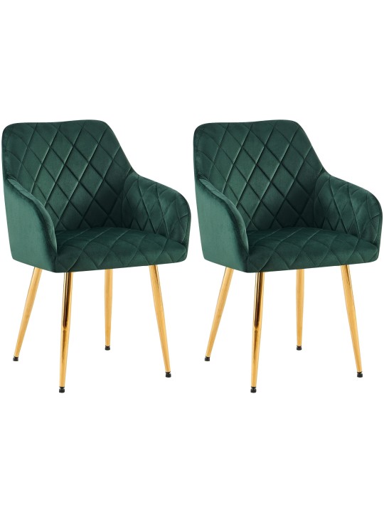Set van 2 eetkamerstoelen Monett fluweel G, groen Set van 2 eetkamerstoelen Monett fluweel G, groen