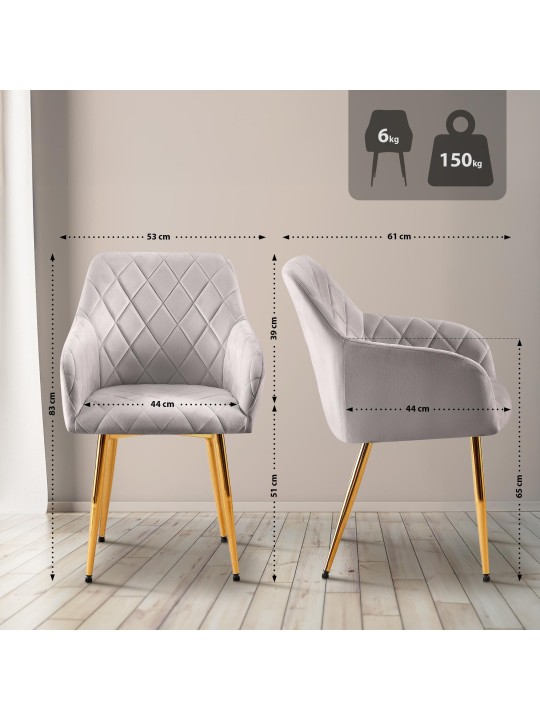 Eetkamerstoel Monett fluweel G, grijs Eetkamerstoel Monett fluweel G, grijs