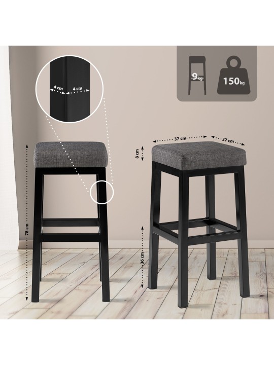 Barkruk Taylor B80 stof, grijs