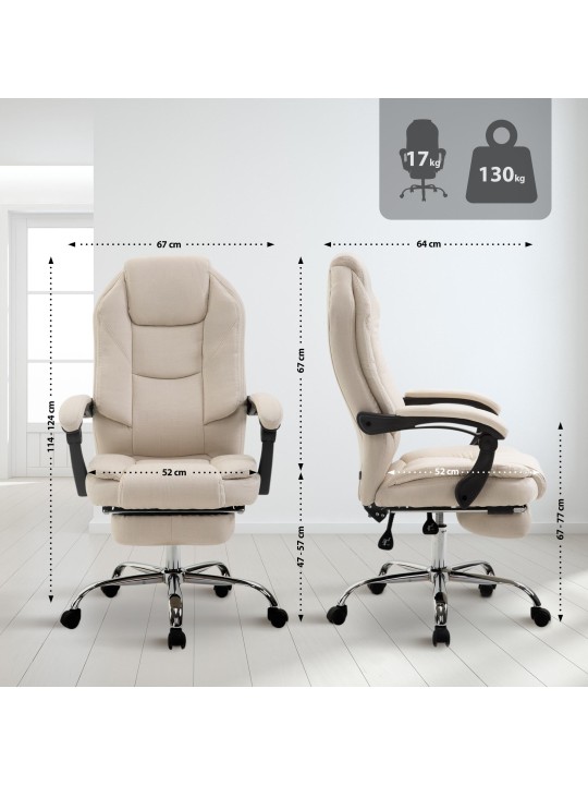 Bureaustoel Castle stof, crème