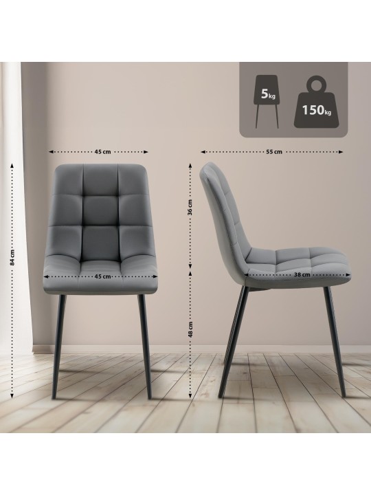 Eetkamerstoel Antibes kunstleer, donkergrijs Eetkamerstoel Antibes kunstleer, donkergrijs