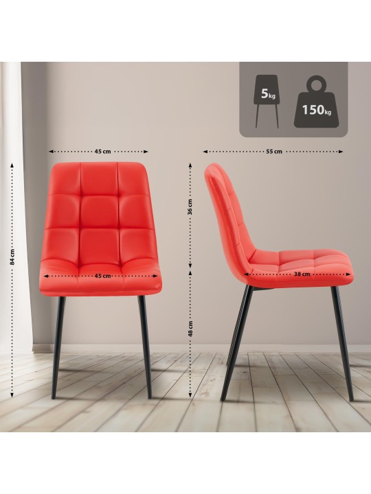 Eetkamerstoel Antibes kunstleer, rood