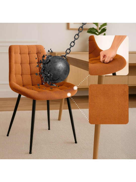 Sardna Cord eetkamerstoel, oranje