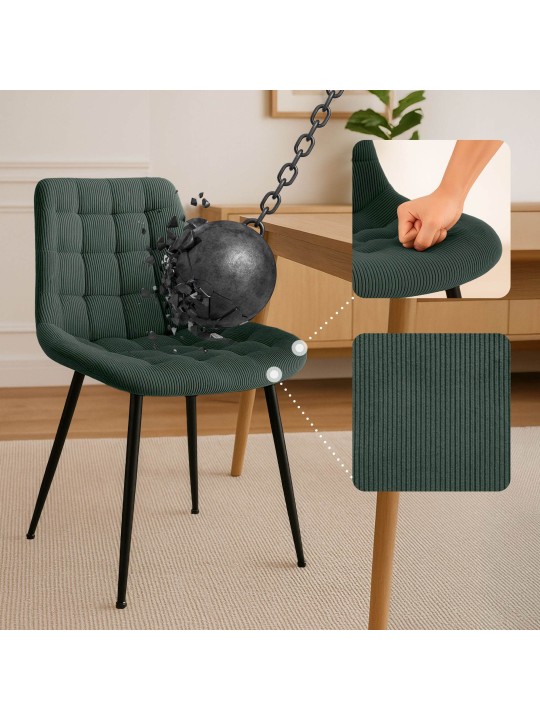 Sardna Cord eetkamerstoel, groen