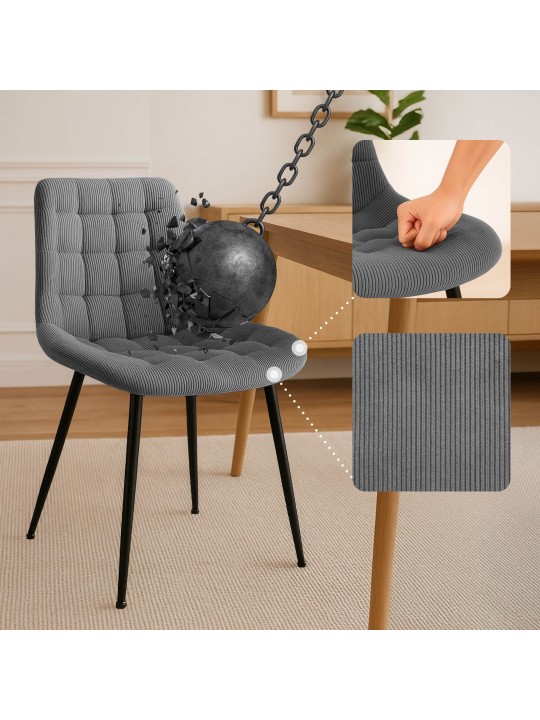 Sardna Cord eetkamerstoel, grijs