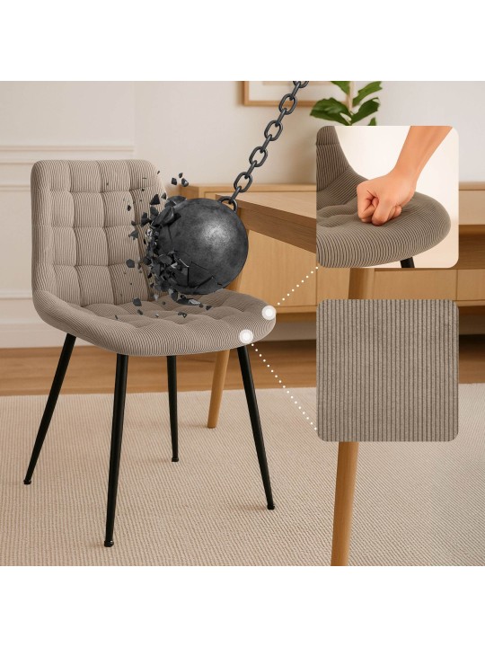 Sardna Cord eetkamerstoel, taupe