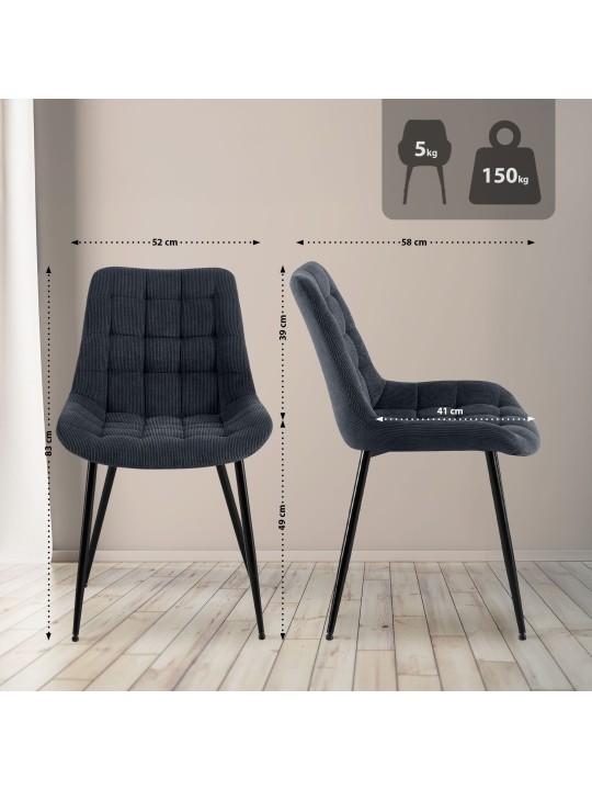 Sardna Cord eetkamerstoel, zwart Sardna Cord eetkamerstoel, zwart