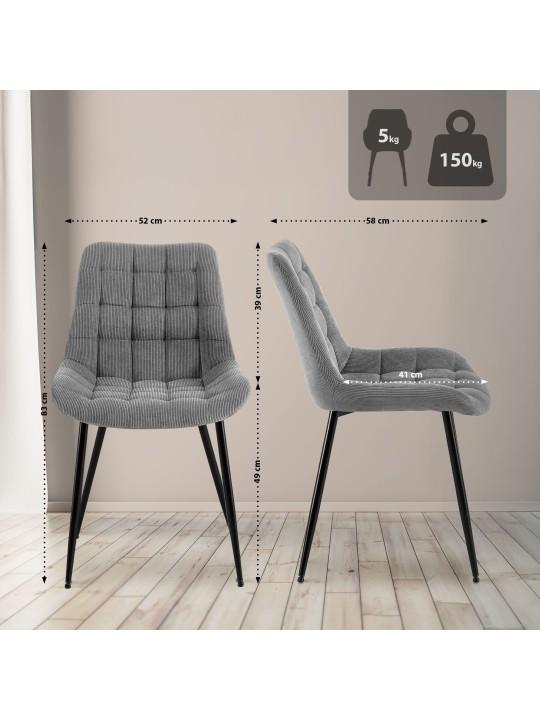 Sardna Cord eetkamerstoel, grijs