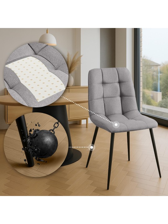 Eetkamerstoel Antibes stof, lichtgrijs Eetkamerstoel Antibes stof, lichtgrijs