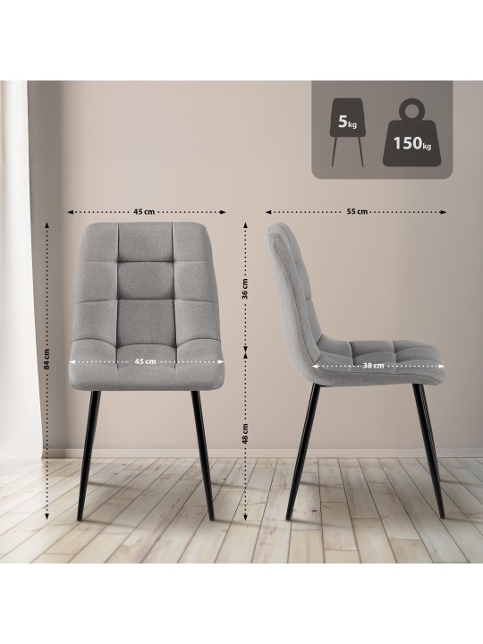 Eetkamerstoel Antibes stof, lichtgrijs Eetkamerstoel Antibes stof, lichtgrijs