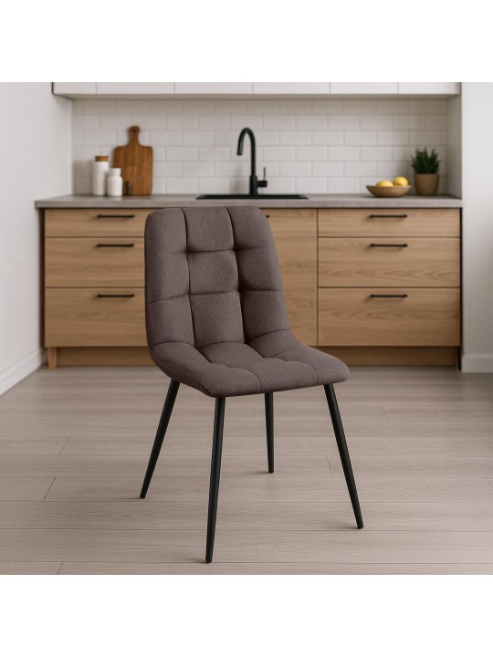 Set van 4 eetkamerstoelen Antibes stof, bruin