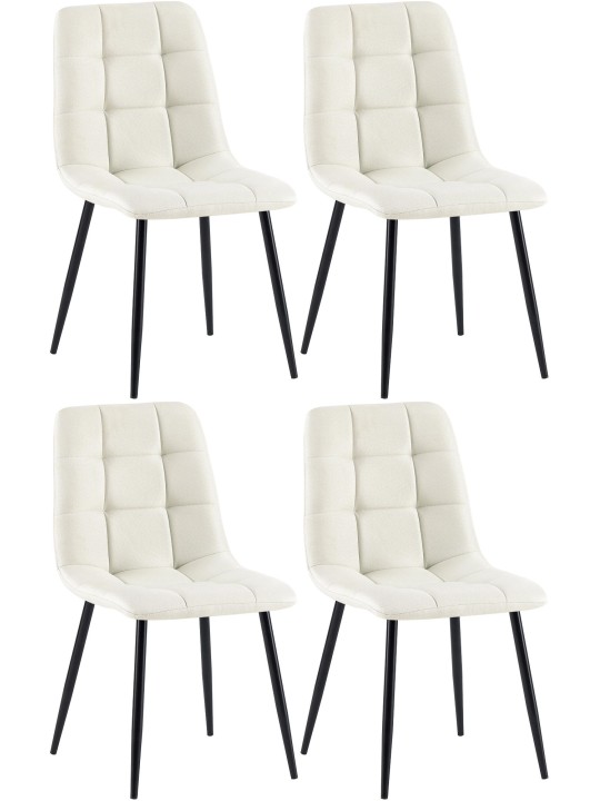Set van 4 eetkamerstoelen Antibes stof, crème