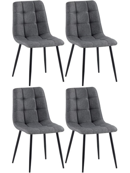 Set van 4 eetkamerstoelen Antibes stof, donkergrijs