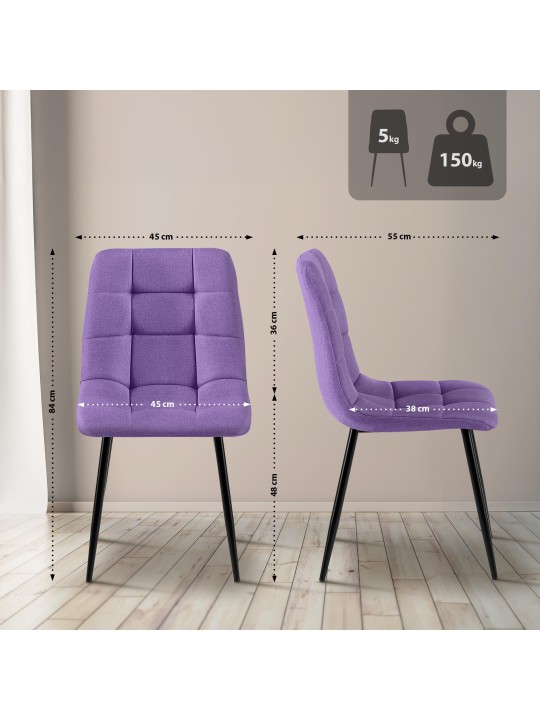 Set van 4 eetkamerstoelen Antibes stof, lila Set van 4 eetkamerstoelen Antibes stof, lila