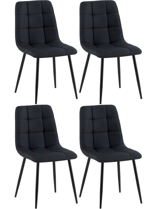 Set van 4 eetkamerstoelen Antibes stof, zwart Set van 4 eetkamerstoelen Antibes stof, zwart