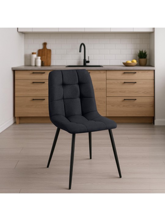 Set van 4 eetkamerstoelen Antibes stof, zwart Set van 4 eetkamerstoelen Antibes stof, zwart