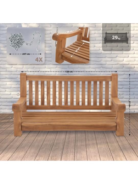 Joyce schommelbank 120 cm, teak