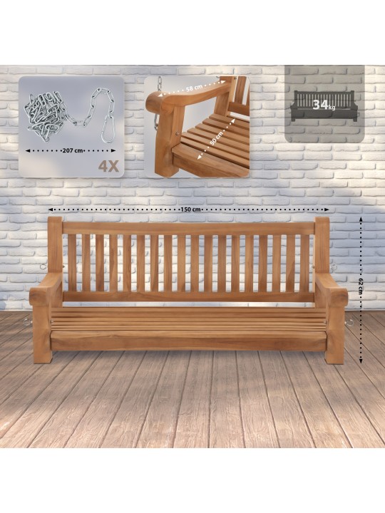 Schommelbank Joyce 150 cm, teak