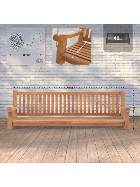 Joyce schommelbank 200 cm, teak