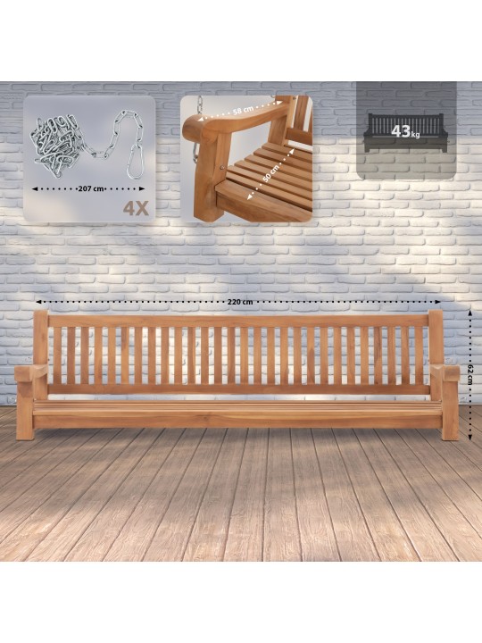 Joyce schommelbank 220 cm, teak