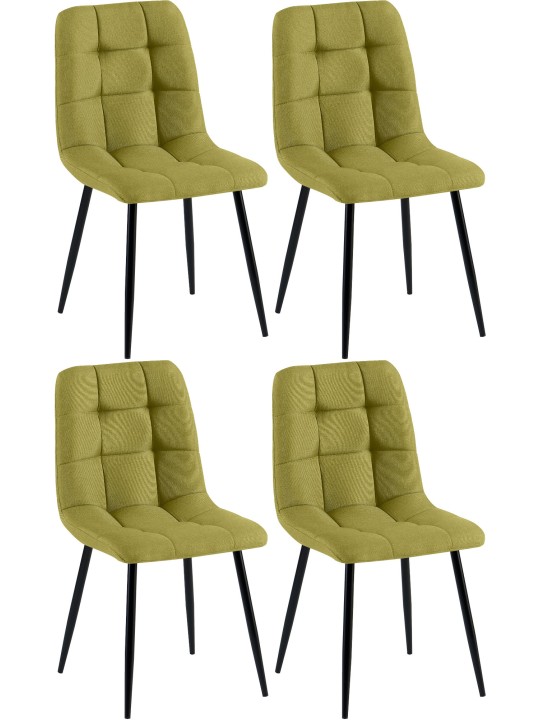 Set van 4 eetkamerstoelen Antibes stof, groen