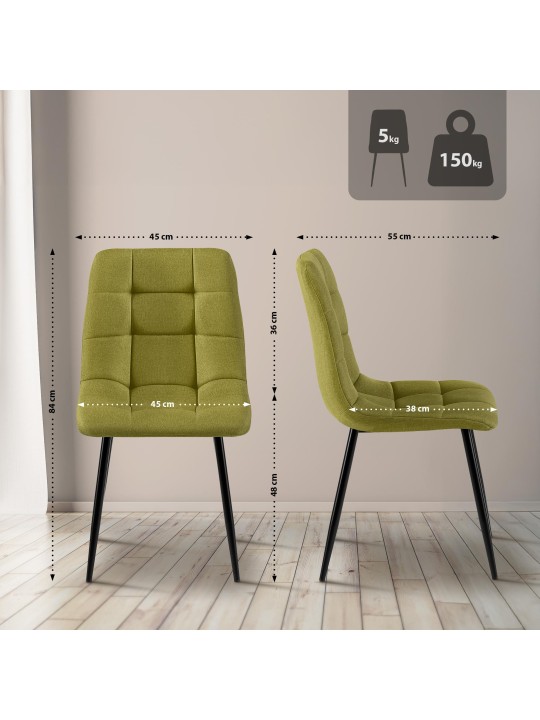 Set van 4 eetkamerstoelen Antibes stof, groen