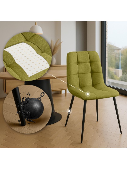 Set van 4 eetkamerstoelen Antibes stof, groen