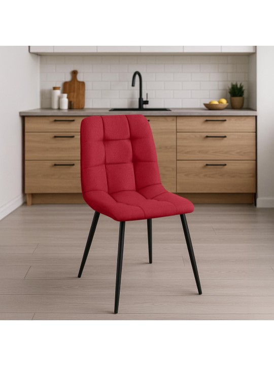 Set van 4 eetkamerstoelen Antibes stof, rood