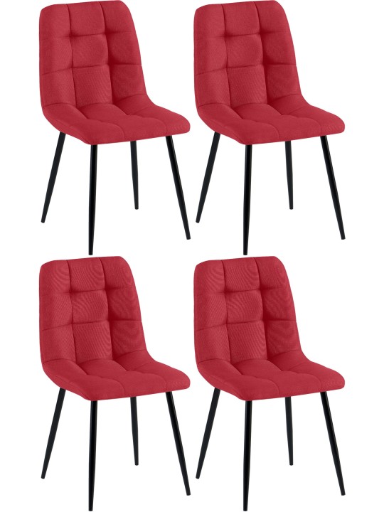 Set van 4 eetkamerstoelen Antibes stof, rood