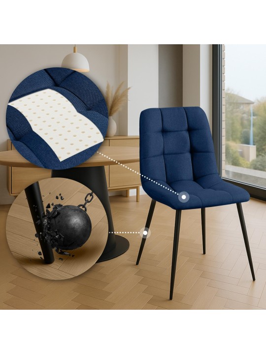 Set van 4 eetkamerstoelen Antibes stof, blauw