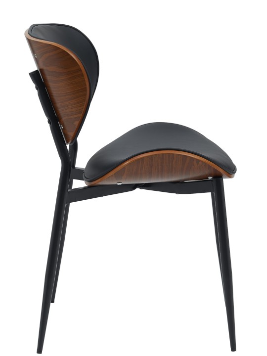 Set van 2 eetkamerstoelen Enid kunstleer, walnoot/zwart