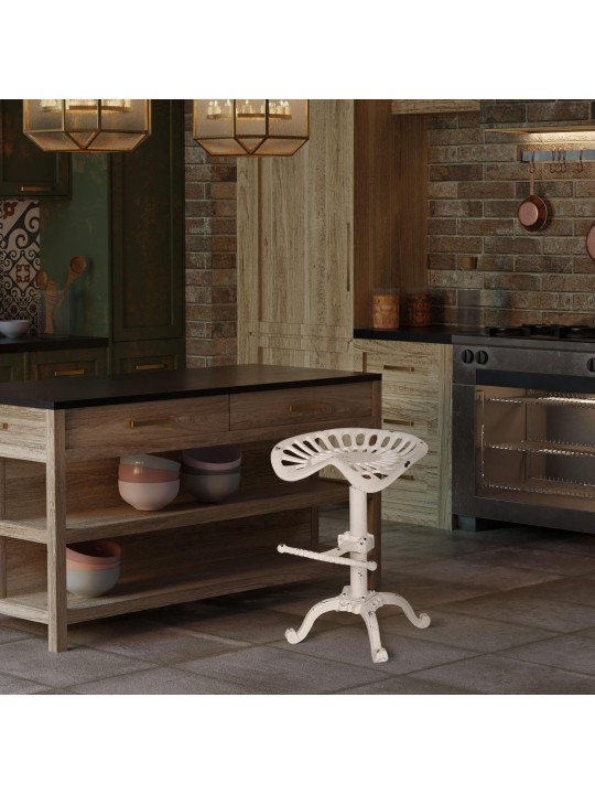 Barkruk Butch, antiek wit