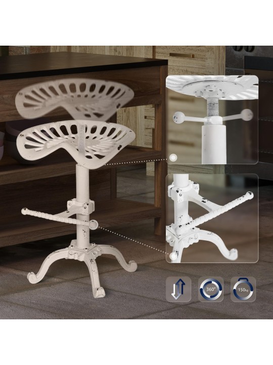 Barkruk Butch, antiek wit