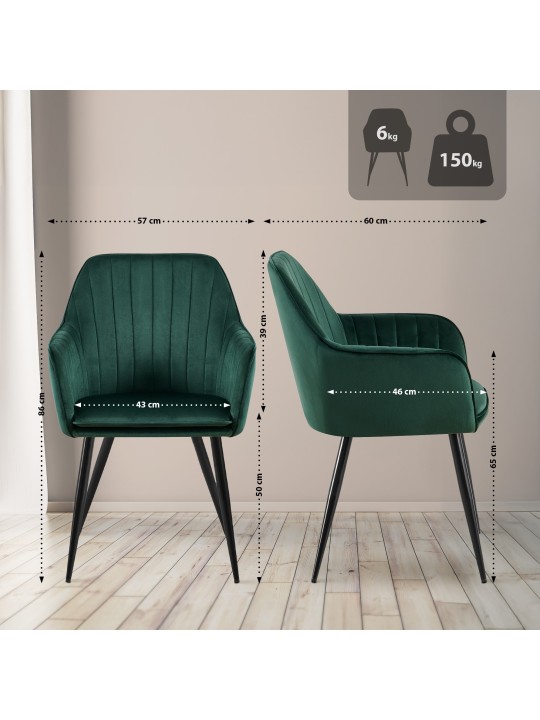 Eetkamerstoel Cheryl fluweel, groen Eetkamerstoel Cheryl fluweel, groen
