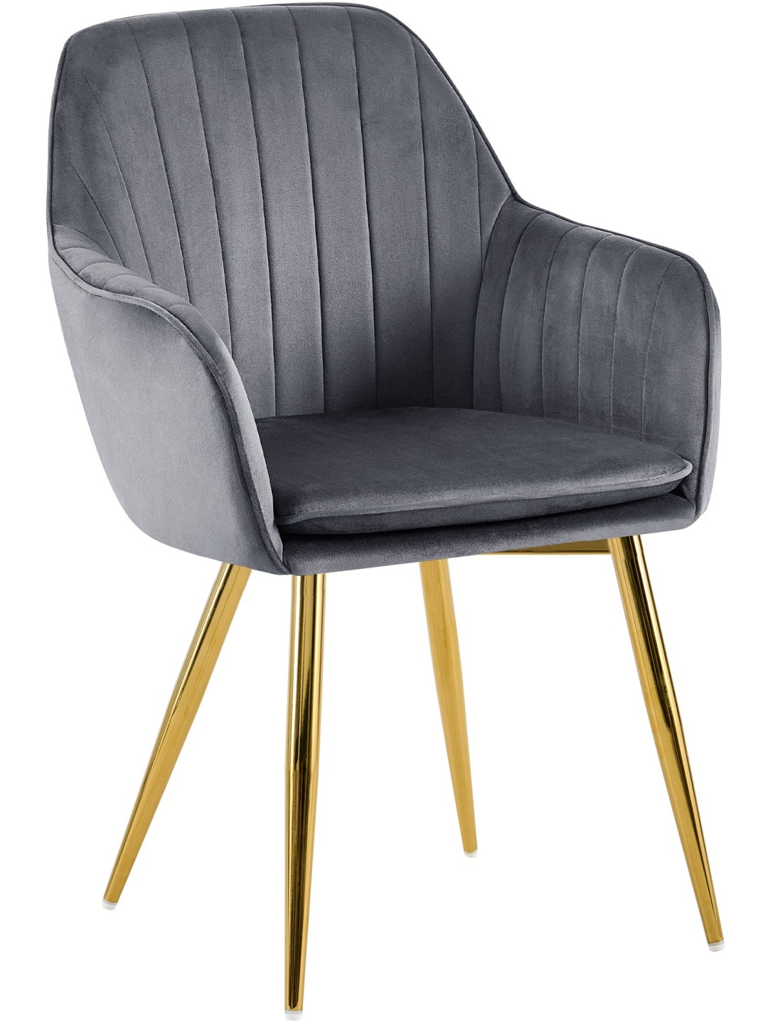 Eetkamerstoel Cheryl fluweel goud, donkergrijs