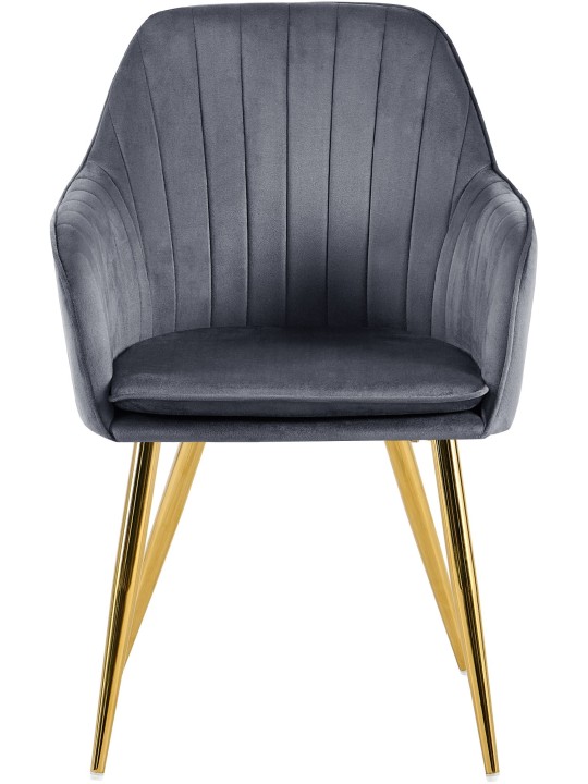 Eetkamerstoel Cheryl fluweel goud, donkergrijs