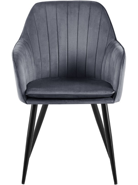 Eetkamerstoel Cheryl fluweel, donkergrijs
