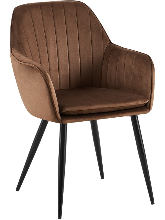 Eetkamerstoel Cheryl fluweel, bruin Eetkamerstoel Cheryl fluweel, bruin