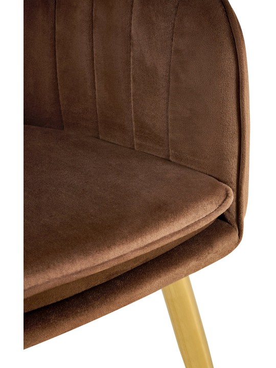 Eetkamerstoel Cheryl fluweel goud, bruin