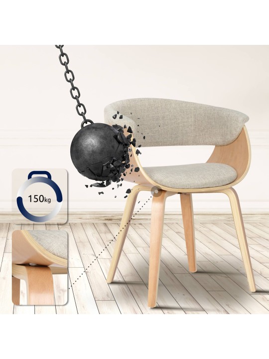 Stoel Bruce stof naturel, crème