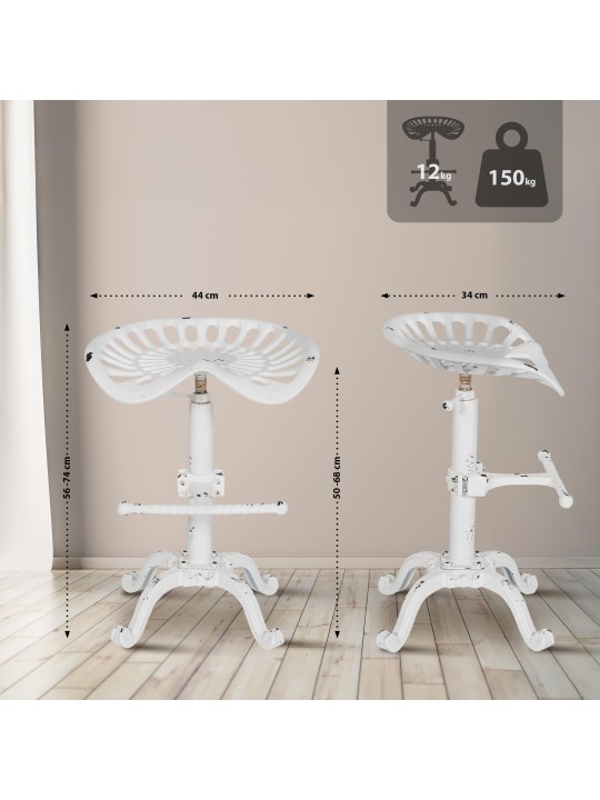 Set van 2 barkrukken Butch, antiek wit Set van 2 barkrukken Butch, antiek wit