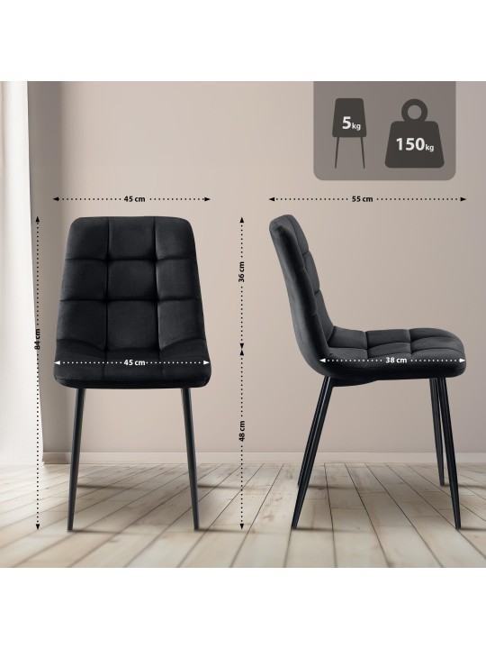 Set van 4 eetkamerstoelen Antibes, zwart Set van 4 eetkamerstoelen Antibes, zwart